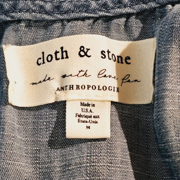 Anthropologie Cloth & Stone Tencil Chambray Bell Sleeve Open Back Dress, Sz M - Picture 9 of 10